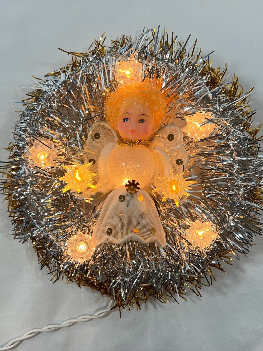 Vintage Mid Cenutry Angel Tree Topper Top or Christmas Decor Lighted Restored